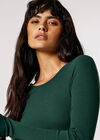 Ribbed Knit Crop Top, Green, large