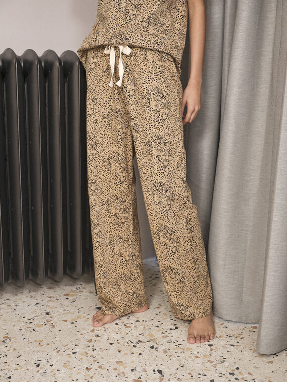 Camo Leopard Print Lounge Trouser, Stone, large