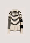 Mixed Stripe Oversized Chunky Jumper, Stone, large