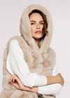 Faux Fur Hooded Longline Gilet, Stone, large