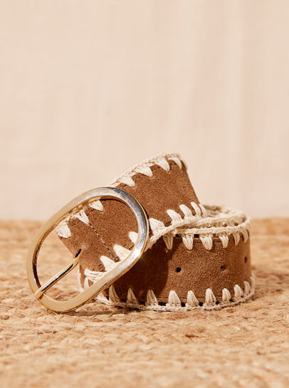 Tan Chain Stitch Belt