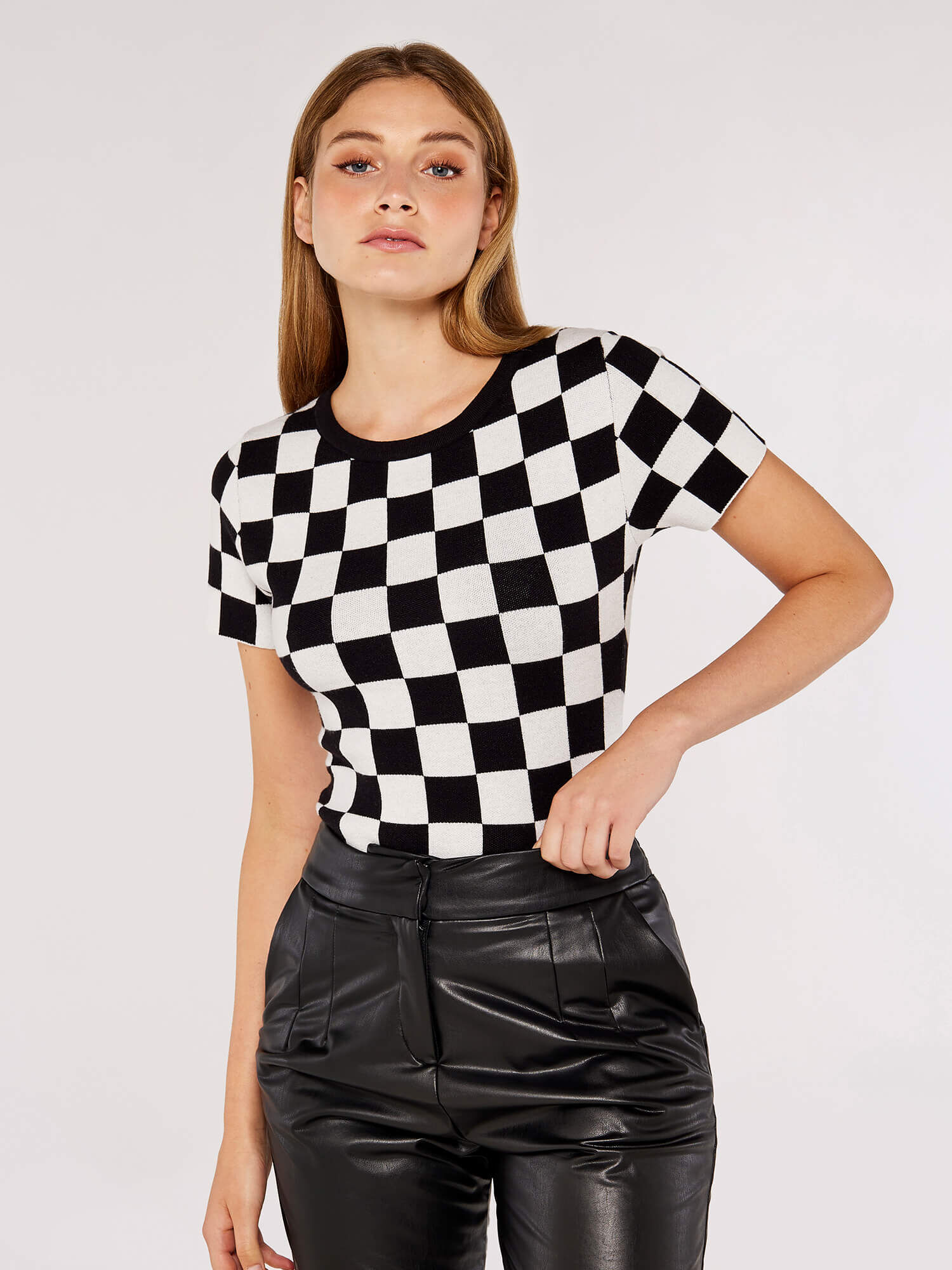 Chequered Knit Top