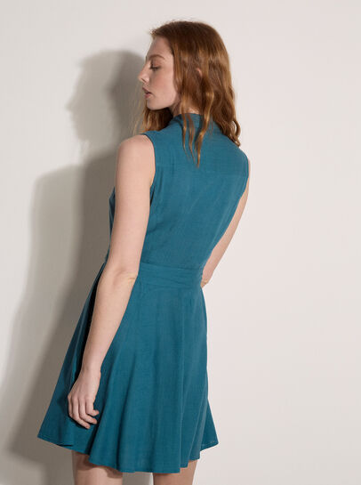 Linen Blend Shirt Mini Dress