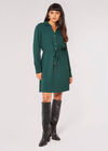 Drawstring Shirt Mini Dress, Green, large