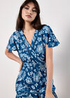 Sarasa Floral Wrap Mini Dress, Blue, large