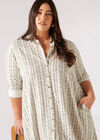 Chevron High-Low Shirt Mini Dress, Stone, large