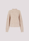 Plaited Knit Mock Neck Jumper, Stone, large