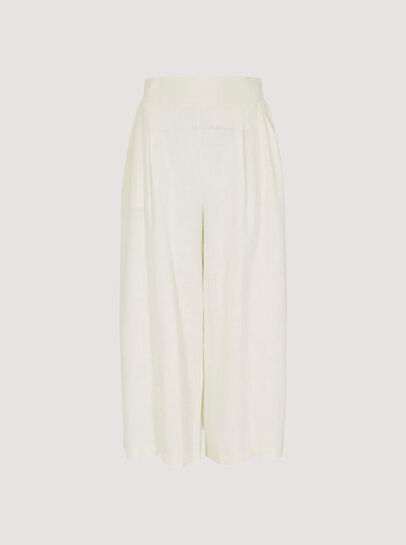 Linen Blend Cropped Palazzo Trousers