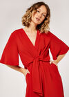 Tie Front Jumpsuit, Red, large