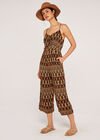 Tie Front Tribal Jumpsuit, Rust, large