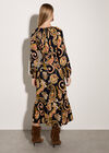 Crepe Folk Floral Midi Dress, Black, large