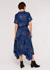 Leopard Print Shirt Midi Dress, Blue, large