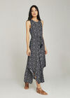 Navy Mosaic Tile Hanky Hem Maxi, Navy, large