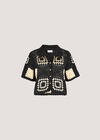 Crochet Squares Top, Black, large