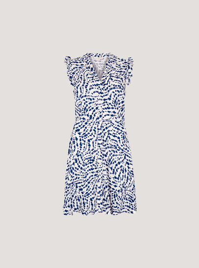 Abstract Spot Ruffle Mini Dress