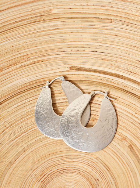 Silver Hammered Hoop Earrings