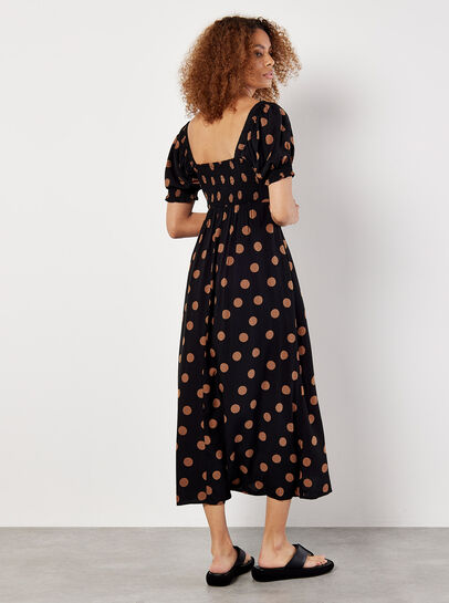 Polka Dot Bow Detail Midi Dress