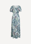 Boho Folk Print Maxi Dress, Blue, large