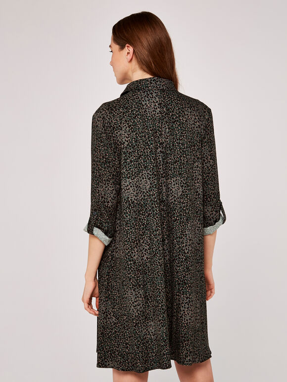Animal Shirt Dress, Green, large