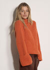 Chunky Knit Roll Neck Jumper, Orange, large