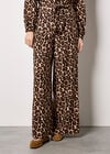 Leopard Print Wide-Leg Trousers, Brown, large