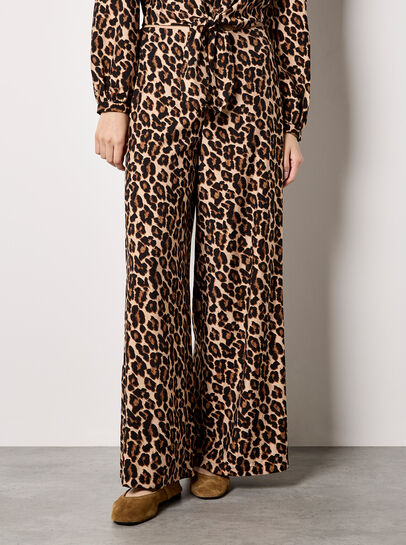 Leopard Print Wide-Leg Trousers