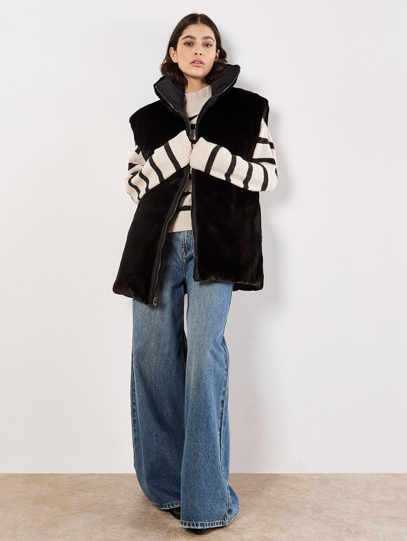 Reversible Oversized Puffer Gilet, Black, large