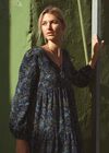 Boho Floral Print Maxi Dress, Navy, large