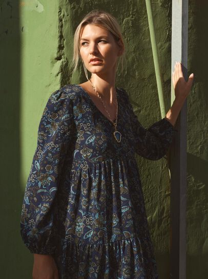 Boho Floral Print Maxi Dress