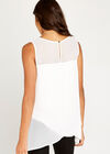 Cross Over Hem Sleeveless Top, Cream, large