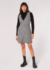 Dogtooth Pinafore Mini Dress, Black, large