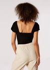 Ribbed Jersey Bodysuit, Black, large