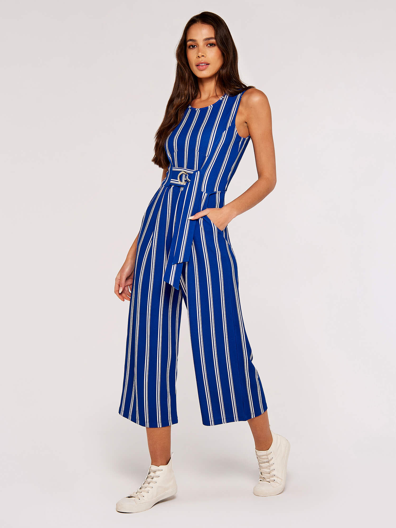 Blue 2025 pinstripe jumpsuit