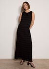 Ruched Chiffon Maxi Skirt, Black, large