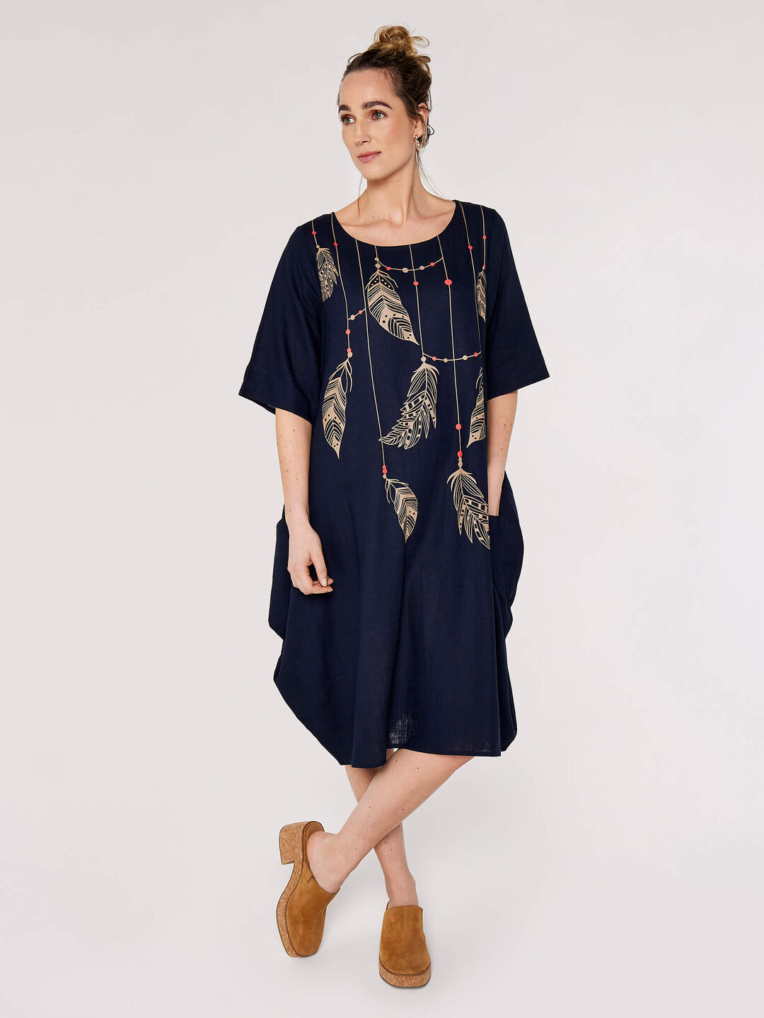 Image of Necklace Print Midi Dress
