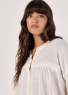 Lace Detail Cotton Blouse, Cream, large