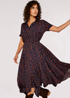 Dot Smock Midi Dress, Navy, large