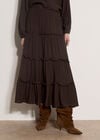 Ruffle Tiered Maxi Skirt, Brown, large