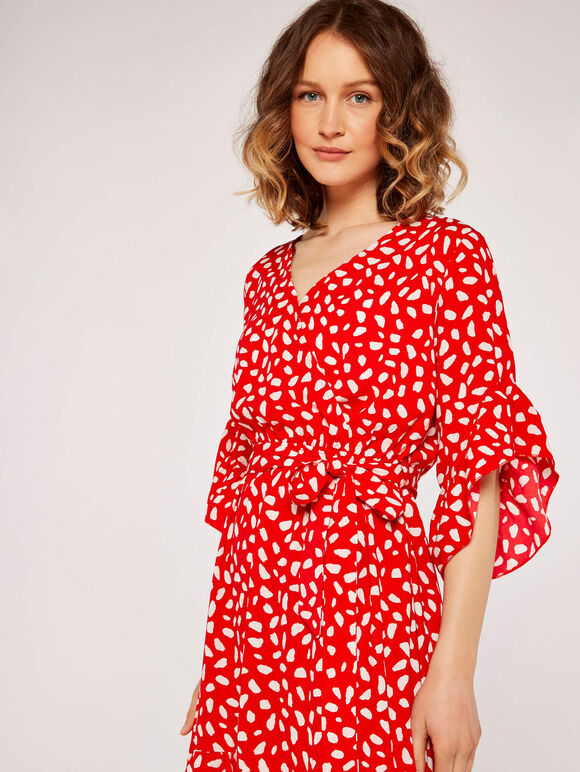 Rock Ruffle Wrap Dress, Red, large