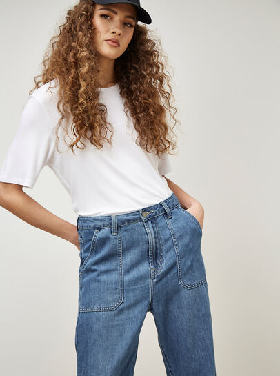 Lia Mid-Wash Denim Joggers