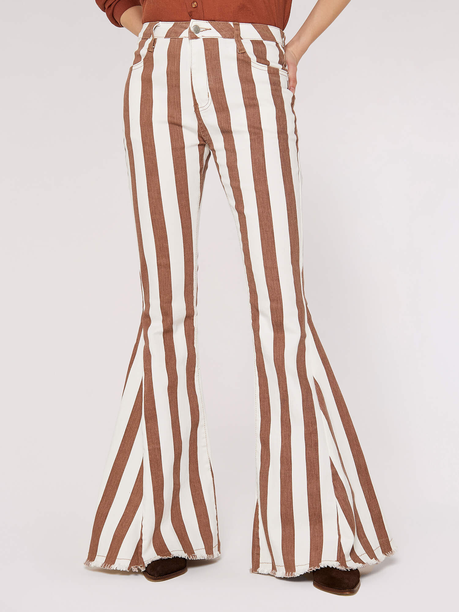 Striped flared pants top