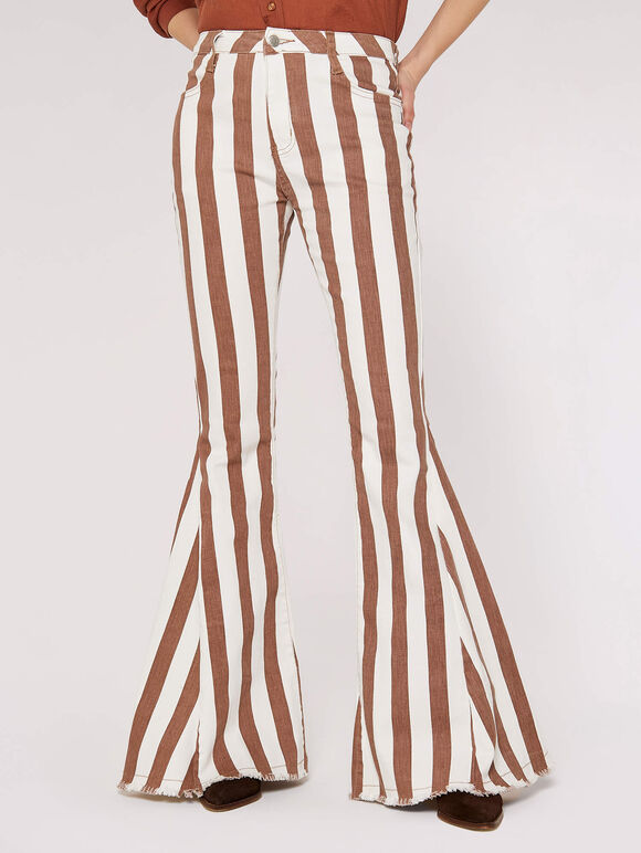 Stripe Flare Denim Jeans, Rust, large