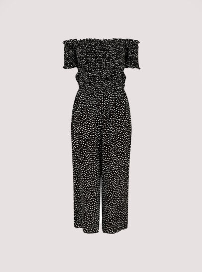 Dots Smocked Bardot Jumpsuit