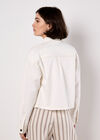 Cropped Cotton Denim Shirt, Cream, large