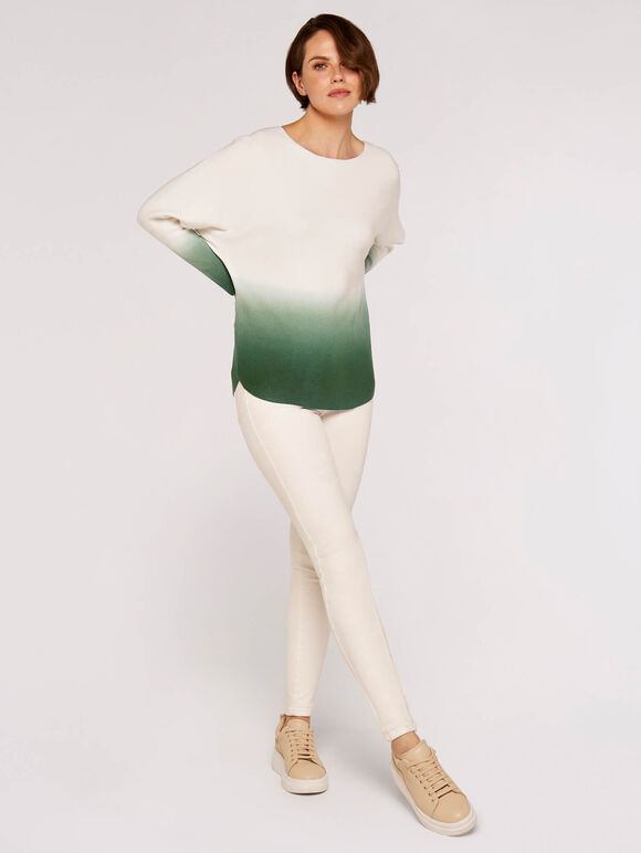 Ombre Batwing Jumper, Green, large
