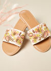 Embroidered Canvas Flat Sandal, White, large