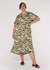 Curve Tiger Midi Dress, Khaki, large