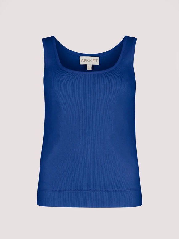 Knitted Tank Top, Blue, large
