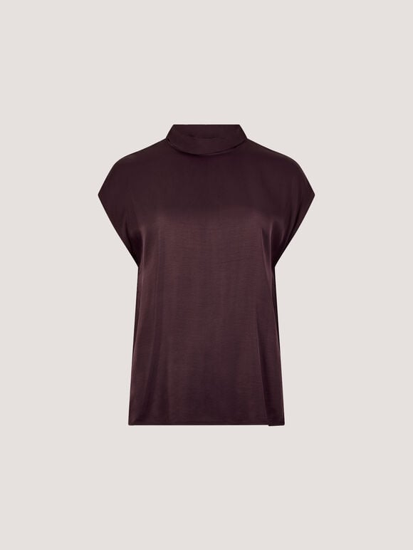 Soft Mock Neck Tank Top, Purple, large