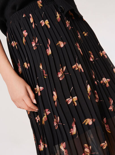 Floral Pleated Midi Skirt